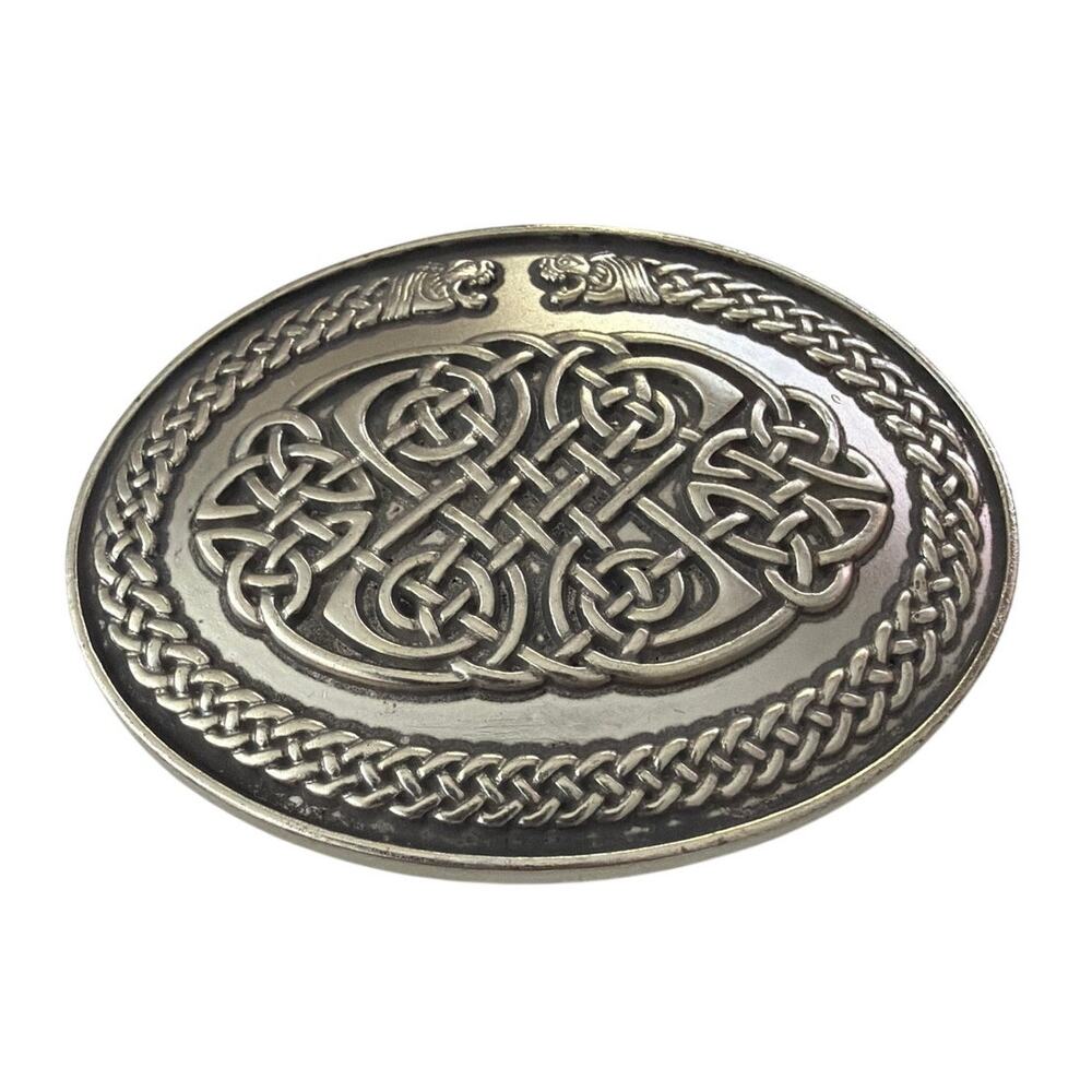 Lee River Goods Co. "Finn" Celtic-style Oval Pewter Belt Buckle Ireland
